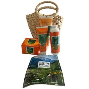 Elaria Perlier White Tea Bergamot Set Talc Shower Gel Hand Body Cream Basket